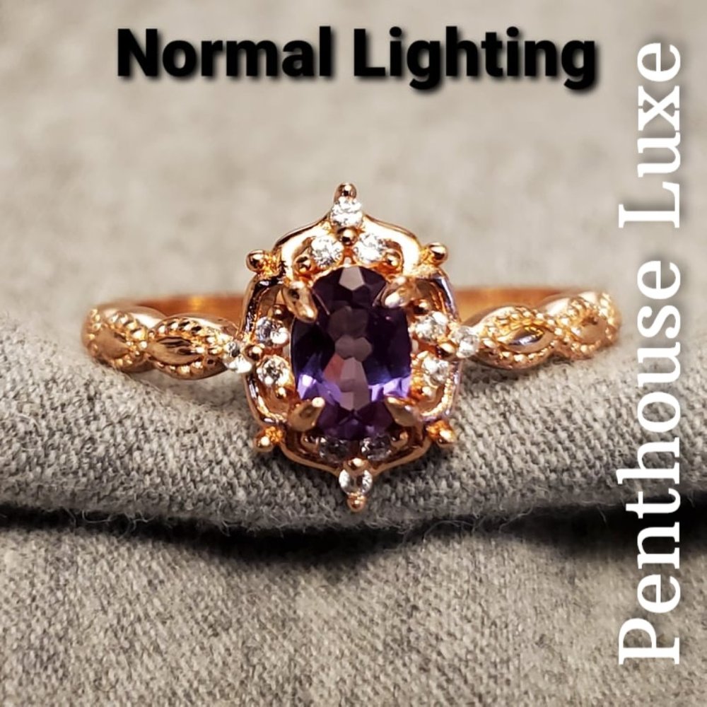 REAL .5ct Alexandrite Oval Cut Rose Gold 925 Ring - Picture 2 of 6